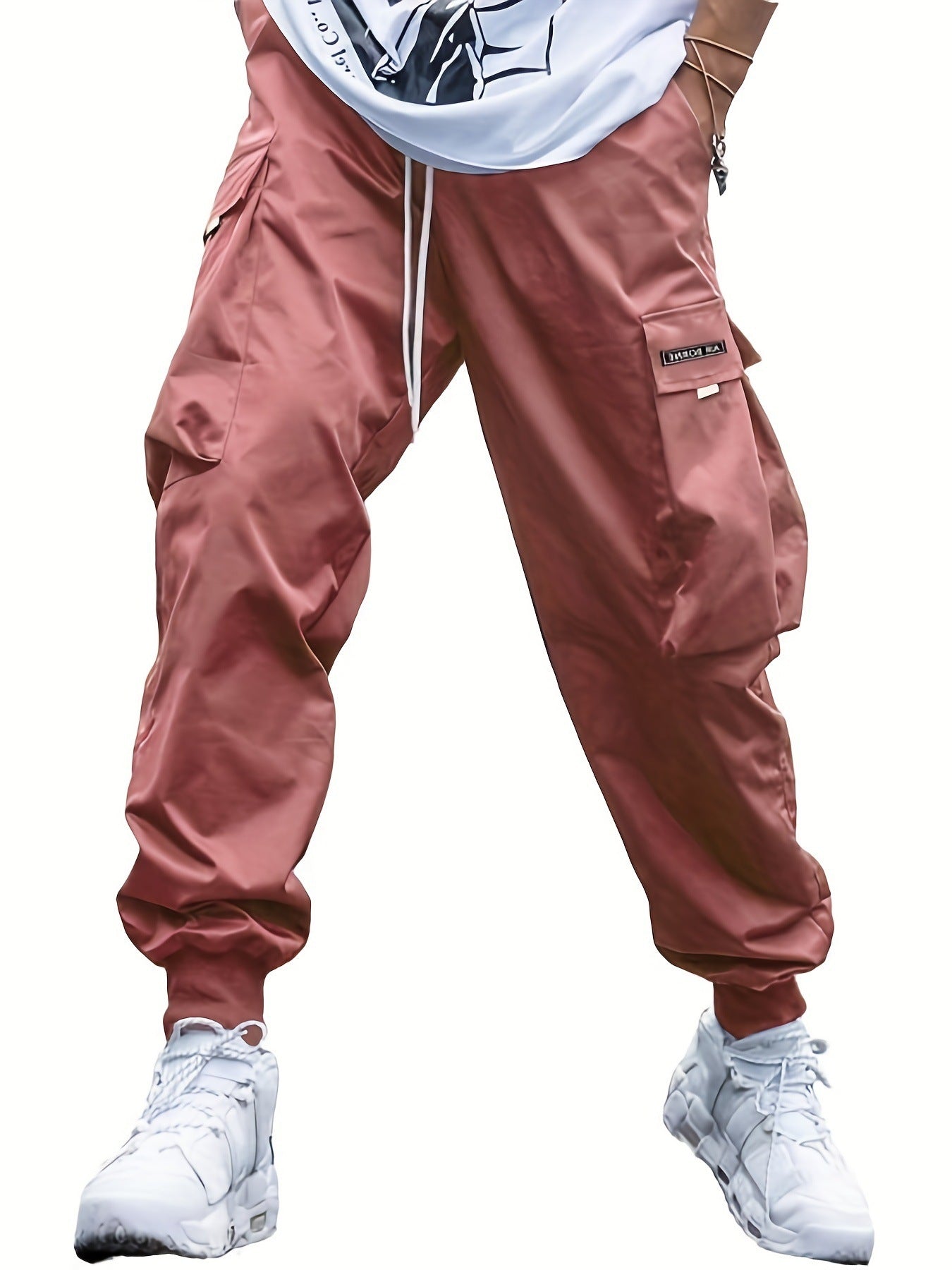 Loom & Soul™ Men’s Cargo Pants – Multi-Pocket Hip-Hop Streetwear Drawstring Trousers