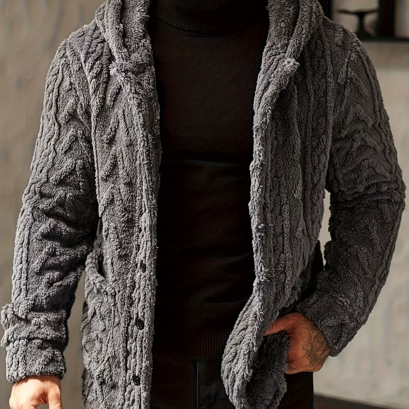 Veste à Capuche Polaire Douillette Homme – Cardigan Boutonné Hiver