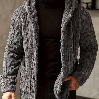 Veste à Capuche Polaire Douillette Homme – Cardigan Boutonné Hiver