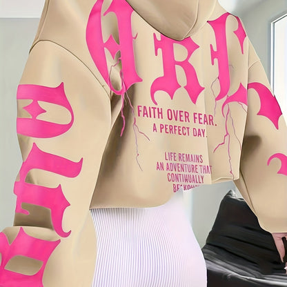 Faith Over Fear Hoodie – Black & Pink Gothic Lettering Loose Fit Sweatshirt