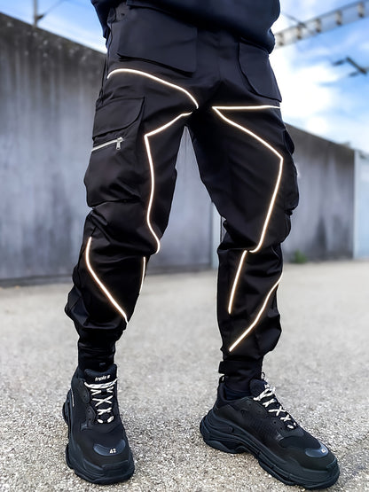 Men’s Reflective Cargo Pants – Loose-Fit Multi-Pocket Sports Trousers