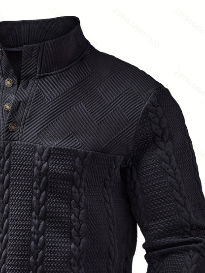 Men’s Casual Henley Shirt – Soft Stretch Long Sleeve Button Top