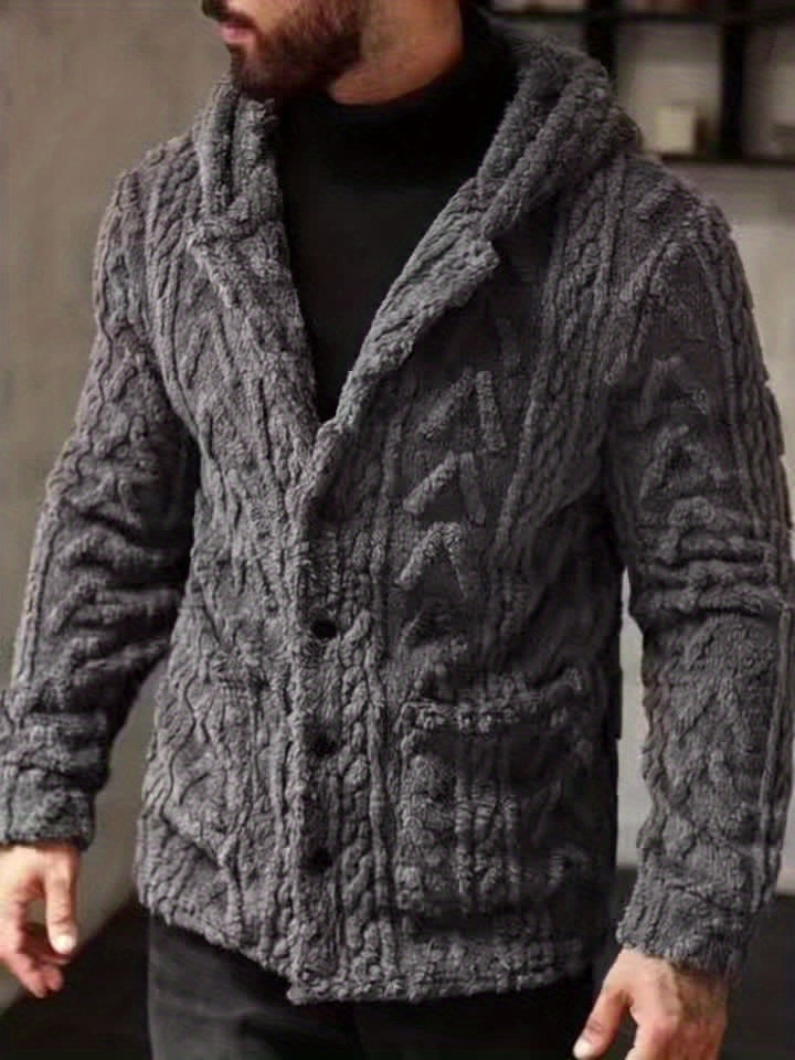 Veste à Capuche Polaire Douillette Homme – Cardigan Boutonné Hiver