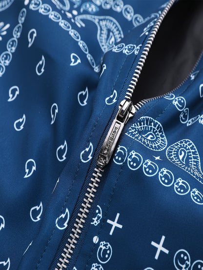 Men’s Paisley Bomber Jacket – Vintage Stand Collar Casual Outerwear