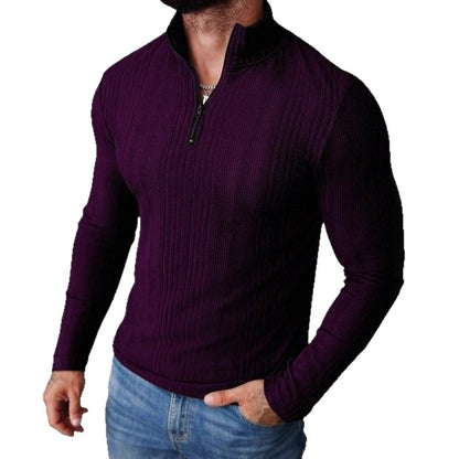 Sweat à capuche côtelé à col montant pour homme – Coupe ajustée et épaisse