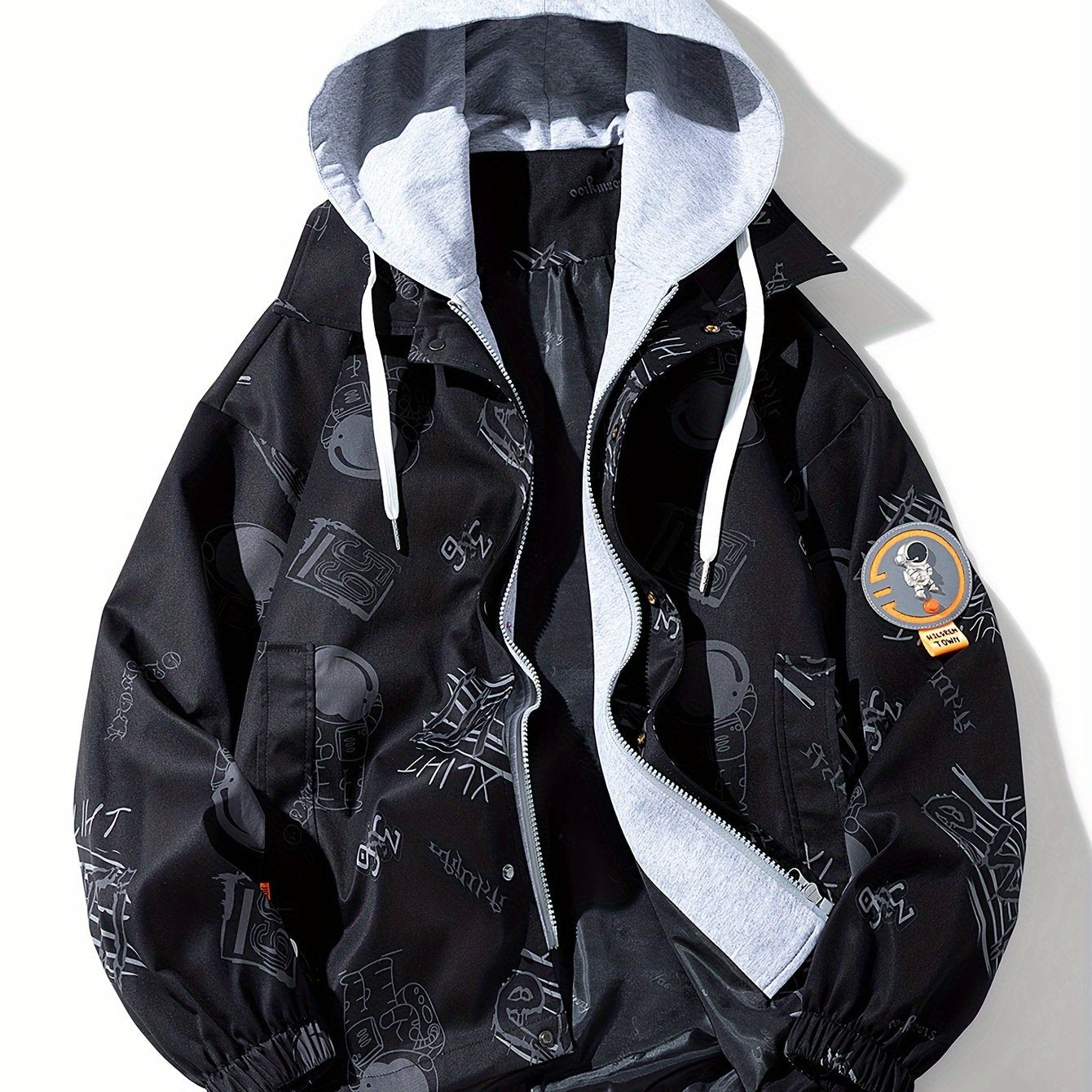 Loom & Soul Men’s Cartoon Print Zip Hoodie – Youth Streetwear Jacket