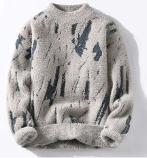 Men’s Fleece-Lined Thick Knit Sweater – Winter Loose Pullover