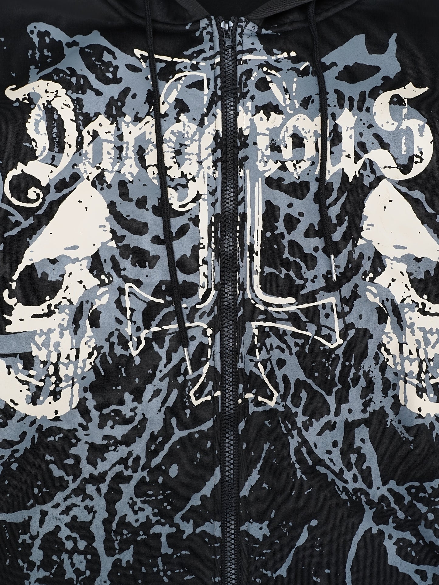 Men’s Skull Print Hooded Jacket – Zip-Up Casual Fall/Winter Hoodie