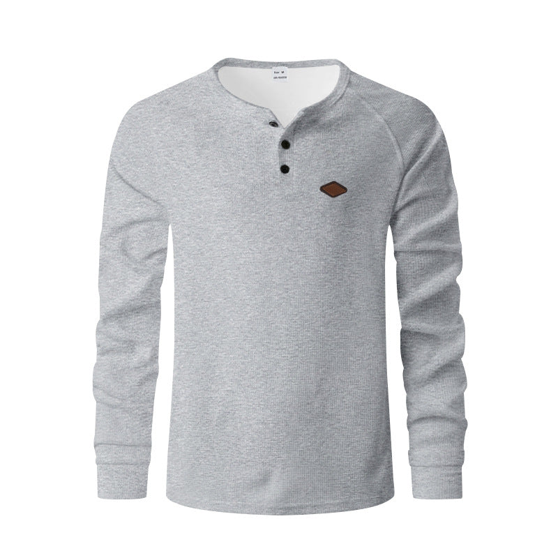 Henley gofre de manga larga para hombre – Secado rápido ajuste holgado ranglán