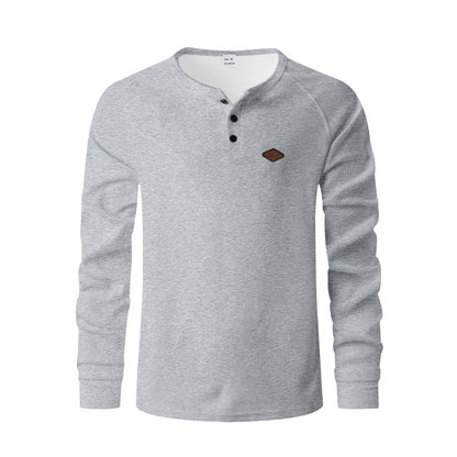 Henley gofre de manga larga para hombre – Secado rápido ajuste holgado ranglán
