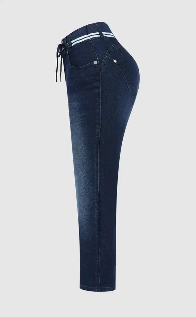 Vaqueros súper ajustados deportivos para mujer – Jeggings de talle alto con cordón ajustables