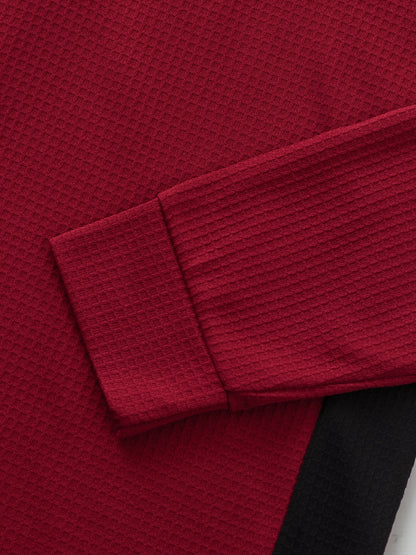 Men’s Waffle Henley Shirt – White & Black All-Season Button Top