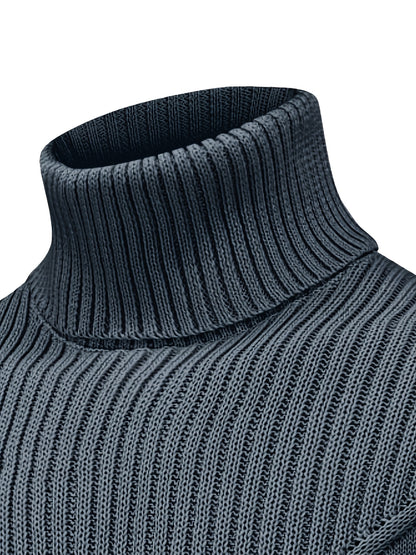 Suéter de cuello alto trenzado vintage para hombre – Jersey de punto clásico