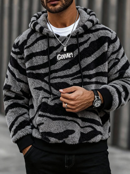 Sudadera con capucha y estampado de leopardo para hombre – Sudadera de felpa para un estilo urbano impactante