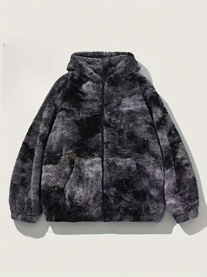Loom & Soul Men’s Tie-Dye Fleece Jacket – Soft Plush Warm Hooded Outerwear