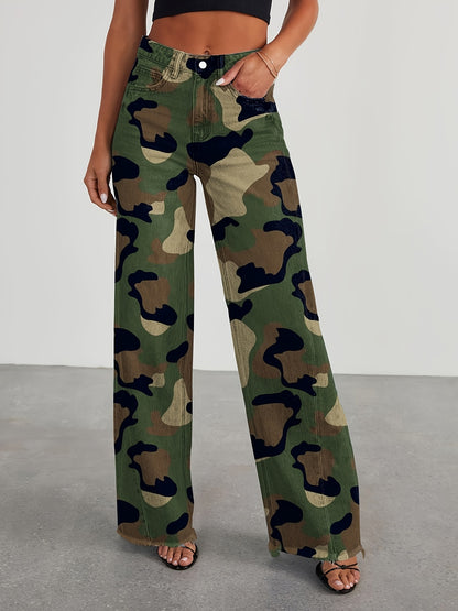 Women’s High-Waist Wide-Leg Jeans – Casual Stretch Baggy Denim