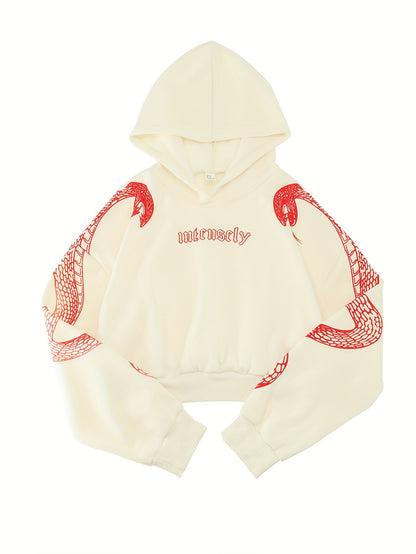Women’s Red Hoodie – Phoenix & Butterfly Graphic Street Pullover