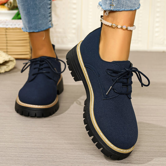 Women’s Business Casual Shoes – Chunky Heel Lace-Up Comfort