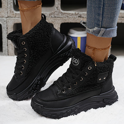 Women’s Plush Lined Snow Boots – Non-Slip Winter Shoes with PVC Sole