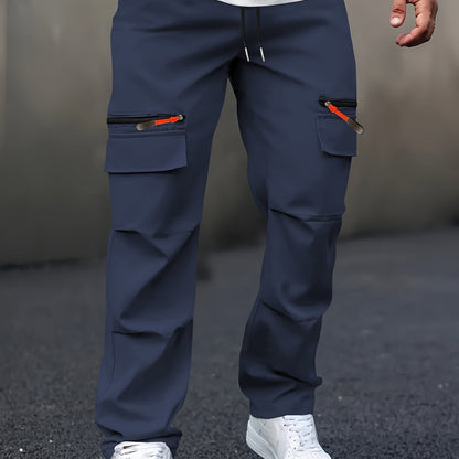 Men’s Cargo Pants – Loose Straight-Leg Multi-Pocket Street Trousers