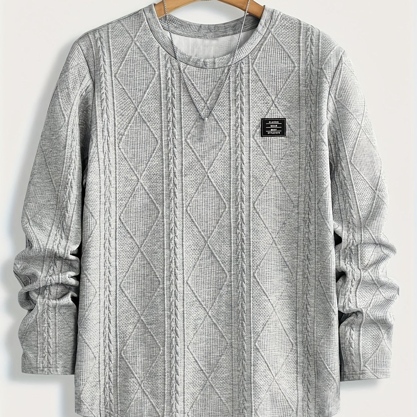 Men’s Geometric Crew Neck Sweatshirt – Long Sleeve Casual Pullover