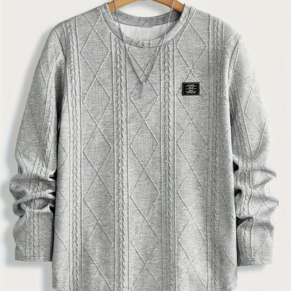 Men’s Geometric Crew Neck Sweatshirt – Long Sleeve Casual Pullover