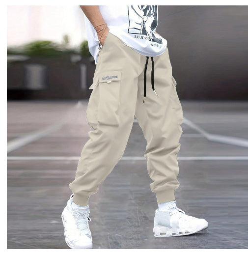 Loom & Soul™ Men’s Cargo Pants – Multi-Pocket Hip-Hop Streetwear Drawstring Trousers