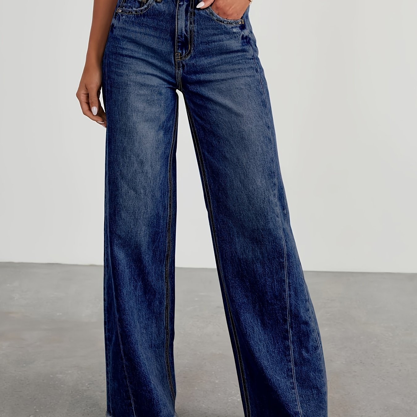 Women’s High-Waist Wide-Leg Jeans – Casual Stretch Baggy Denim