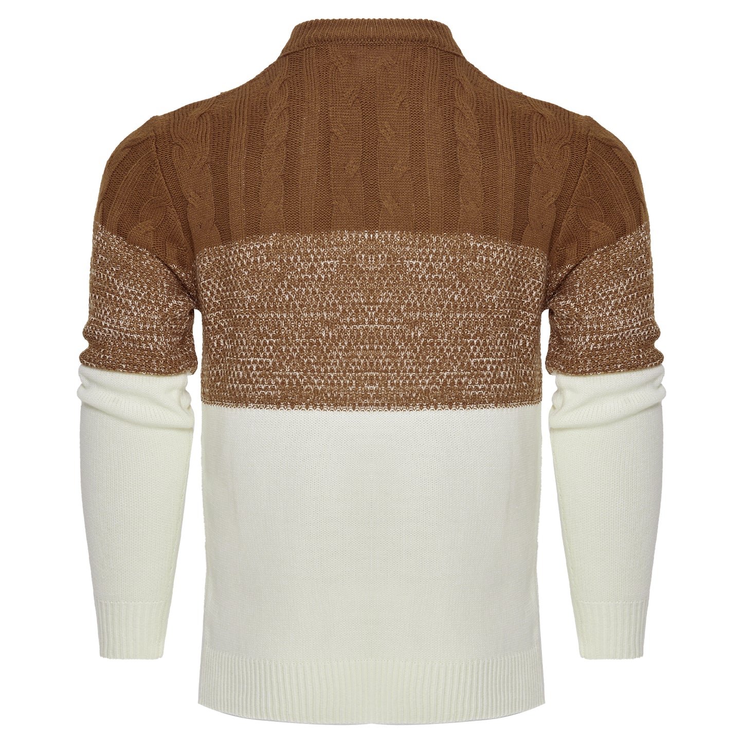 Suéter de punto trenzado a bloques de color para hombre – Jersey de manga larga