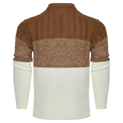 Suéter de punto trenzado a bloques de color para hombre – Jersey de manga larga