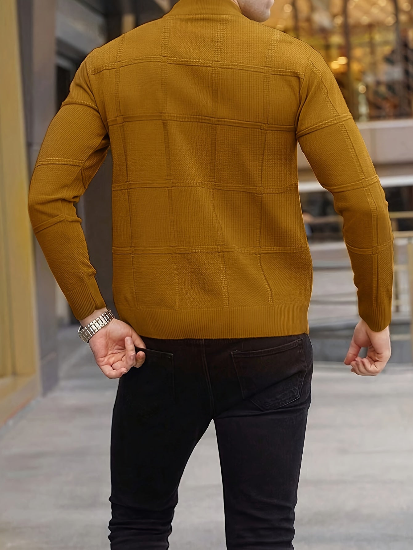 Chandail en maille à col montant en coton pour hommes – Chandail en tricot haut de gamme