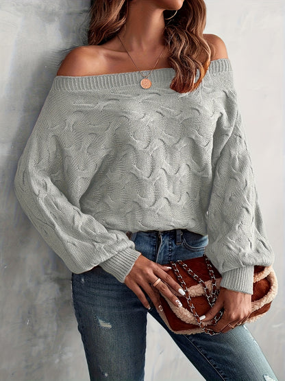 Women’s Off-Shoulder Batwing Sweater – Relaxed All-Season Knit