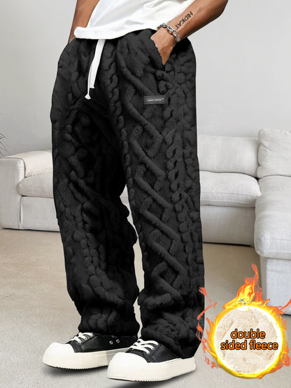 Pantalon de survêtement doublé polaire pour homme – Chaud, confortable, avec cordon de serrage pour l'hiver