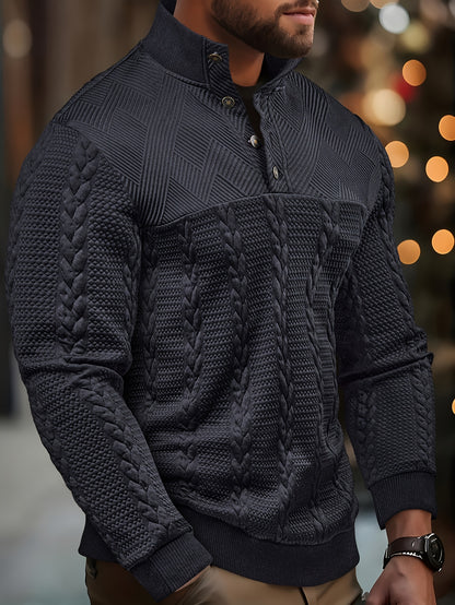 Men’s Casual Henley Shirt – Soft Stretch Long Sleeve Button Top