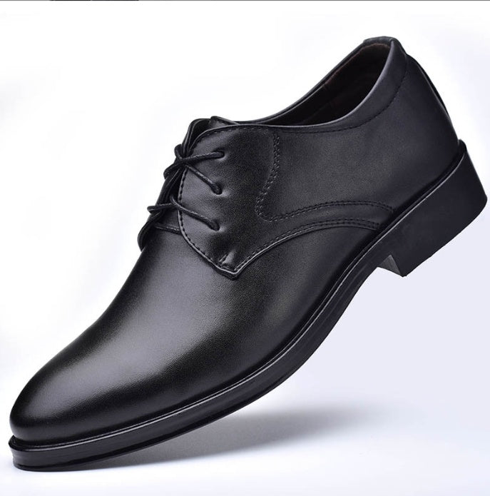 Loom & Soul™ Men’s Pointed Toe Shoes – Classic Lace-Up Leather Style with Breathable Lining & Rubber Sole