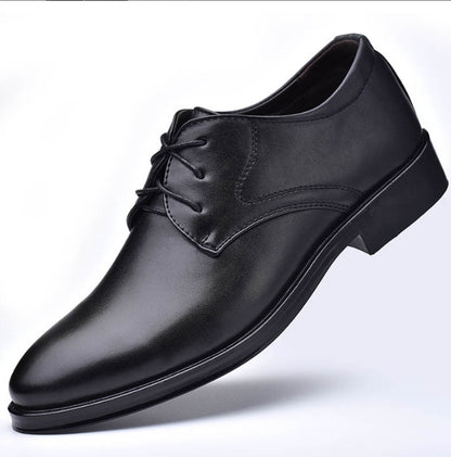 Loom & Soul™ Men’s Pointed Toe Shoes – Classic Lace-Up Leather Style with Breathable Lining & Rubber Sole