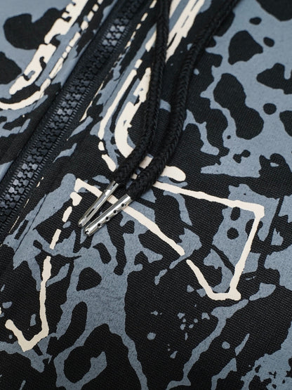 Men’s Skull Print Hooded Jacket – Zip-Up Casual Fall/Winter Hoodie