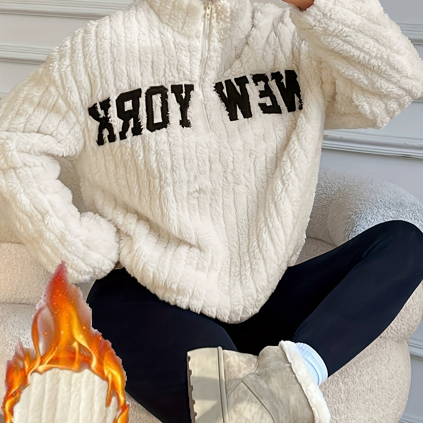 Elegant Zip-Up Sweater Coat – Women’s Stand Collar Fall/Winter Outerwear