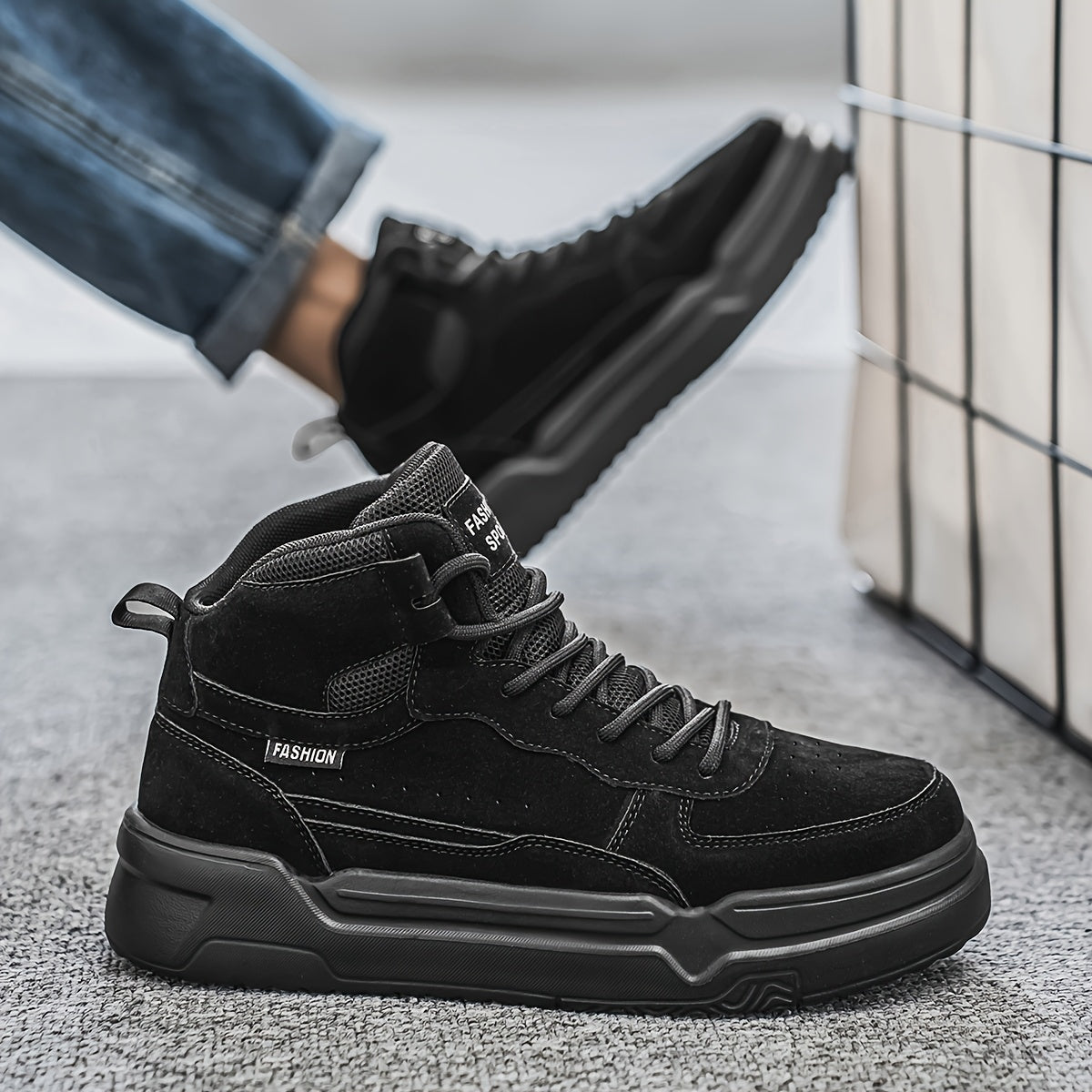 Baskets montantes homme – Chaussures de sport urbaines à lacets