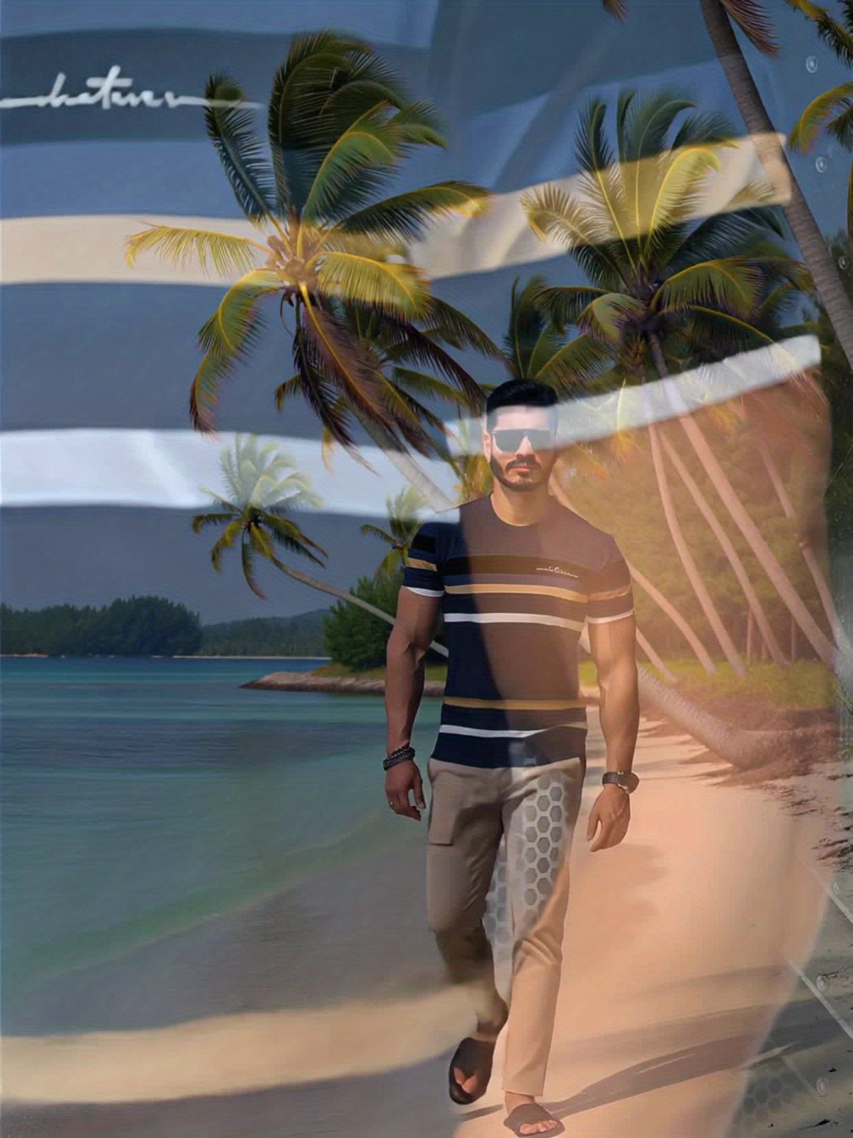 Camiseta gráfica 3D para hombre – Camiseta informal de cuello redondo estilo urbano