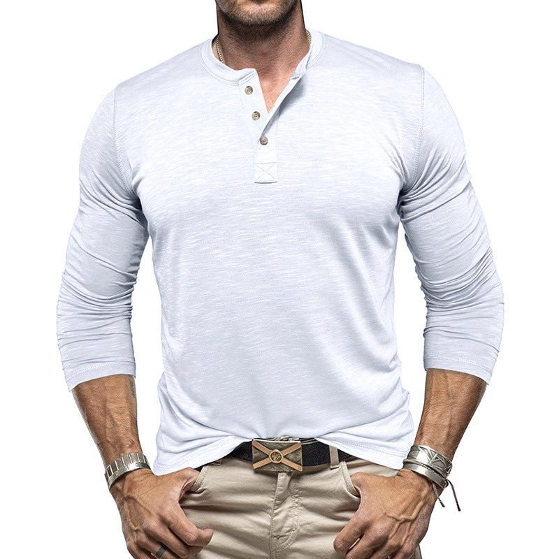 Men’s Long Sleeve Henley Shirt – Slub Cotton Casual Pullover