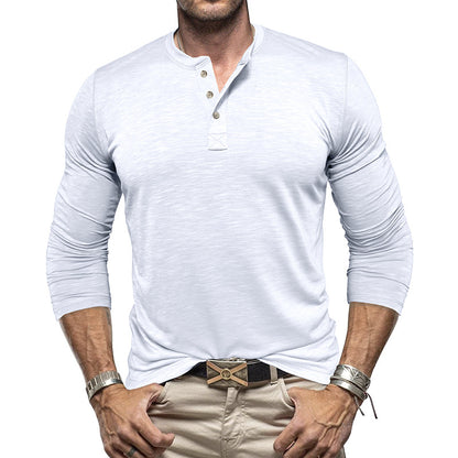Men’s Long Sleeve Henley Shirt – Slub Cotton Casual Pullover