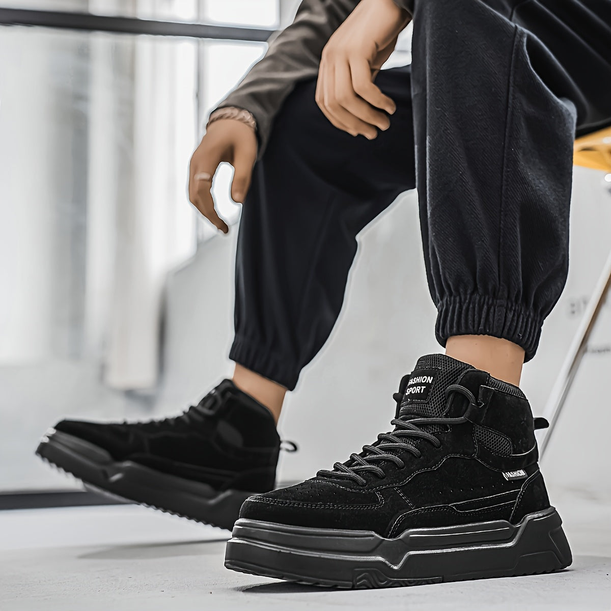 Baskets montantes homme – Chaussures de sport urbaines à lacets