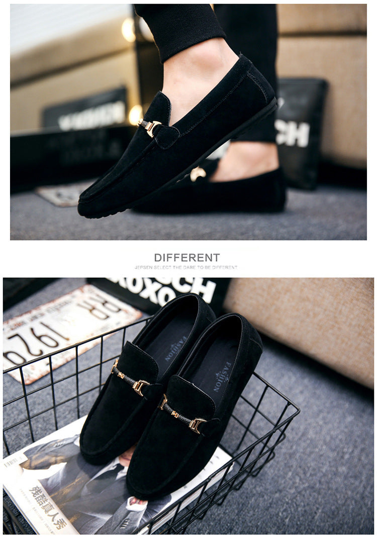 Loom & Soul™ Men’s Korean Canvas Peas Shoes – Lightweight Breathable Slip-On Casual Loafers with Striped Design