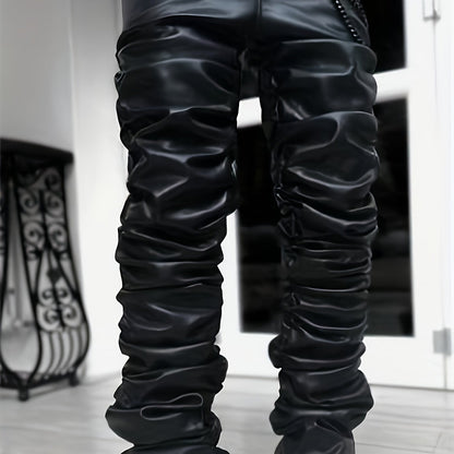 Men’s Casual Long Pants – Loose-Fit Straight-Leg Polyester Trousers