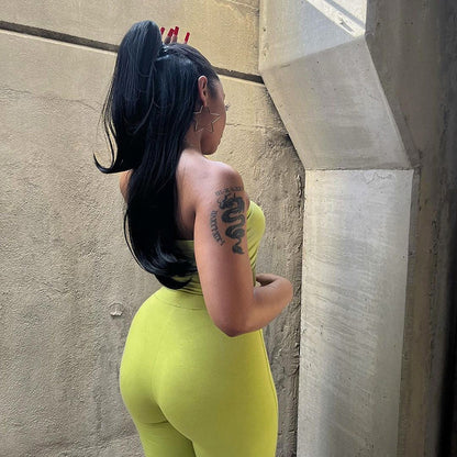 Loom & Soul™ Summer Embroidered Two-Piece Set – Women’s Tube Top & High-Waist Bell-Bottom Pants