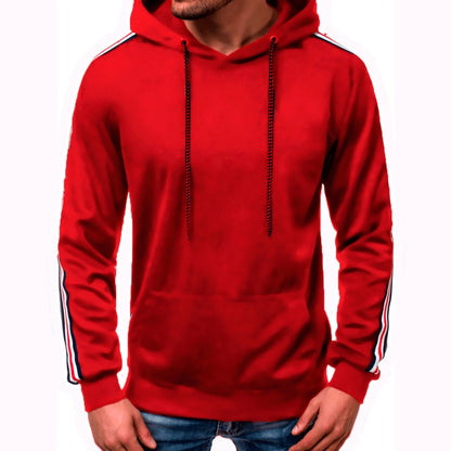 Men’s Fashion Line Splicing Hoodie – Casual Streetwear Jumper