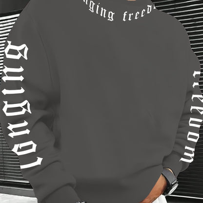 Men’s Printed Crewneck Sweatshirt – Trendy Casual Street Pullover