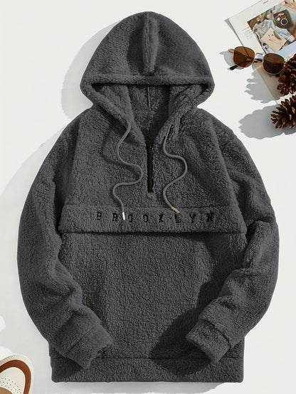 Men’s Plush Fleece Hoodie – Half-Zip “Brooklyn” Winter Pullover