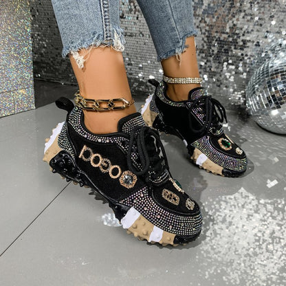 Baskets Femme Détail Doré – Chaussures Décontractées à Lacets Élégantes